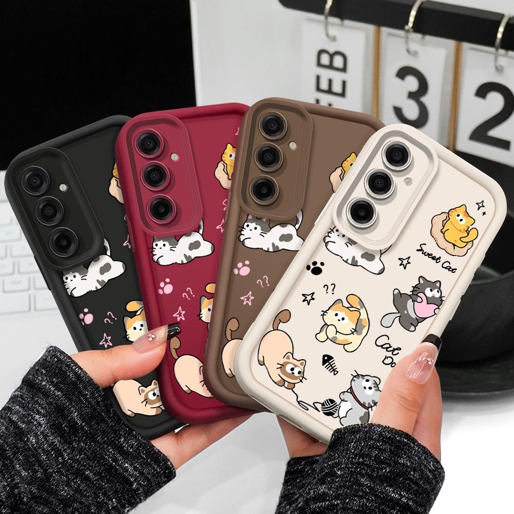 Игровой чехол для телефона с милым котиком для Samsung Galaxy A37 A17 A07 A56 A36 A26 A16 A06 A55 A35 A25 A15 A05 A05S 4G 5G Лестница Мягкий чехол