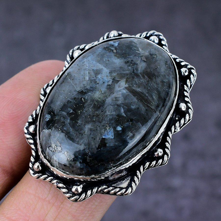 Ларвикит камень драгоценный камень ювелирное изделие ручной работы из стерлингового серебра 925 пробы размер кольца 8 q3H34