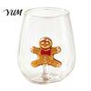 Cute Glass Cups with 3D Fruit Ornaments Clear Drinking Cup And Christmas Holiday Ornaments, Handmade Decorative Mugs Heat Resistant Borosilicate