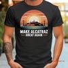 Ретро Закат Сделай Алькатрас Снова Великим Сторонники MAGA Футболка винтажная Стирка Топ для Повседневной Носки Дышащий Растягивающийся