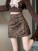 Юбка с леопардовым принтом в стиле ретро для женщин, короткая юбка с высокой талией Y2K