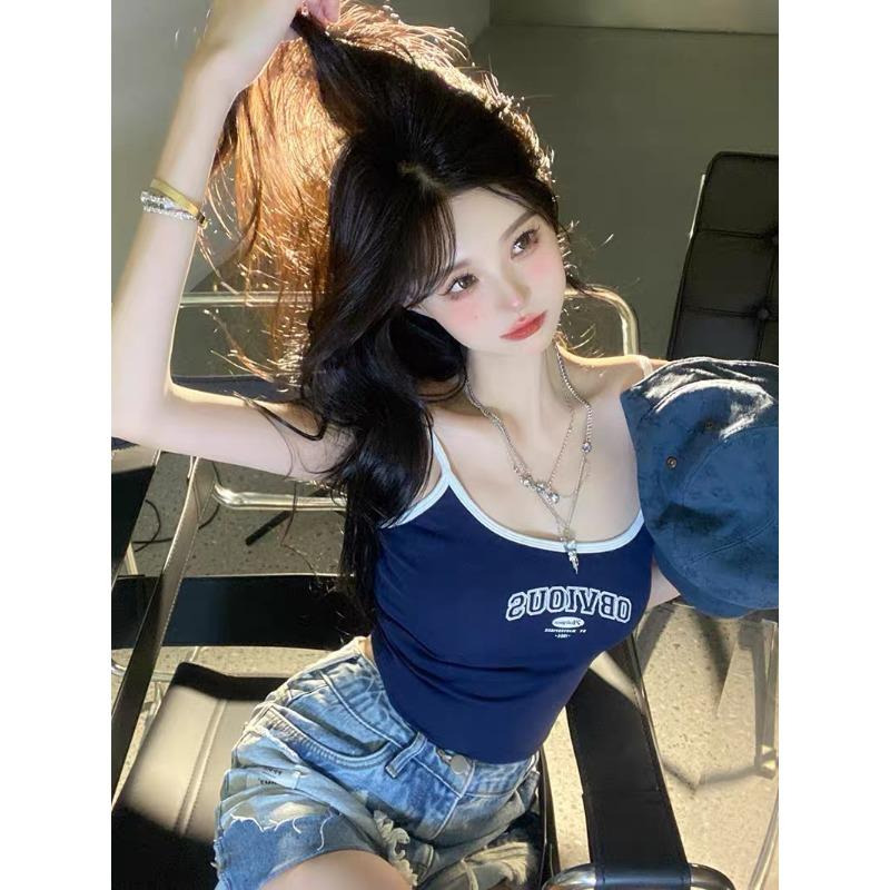 Alphabet Spice Sports Camisole Girly Girl с бюстгальтером-прокладкой под майкой, чтобы предотвратить обнажение и носить короткий топ