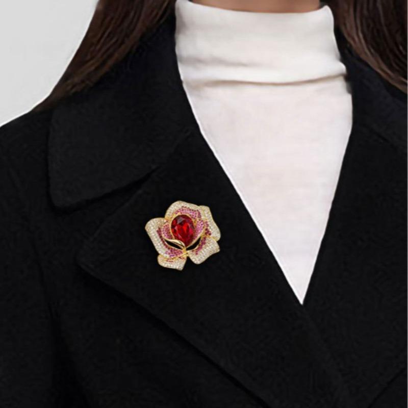 Модная Изысканная Брошь Цветок из Страз и Кристаллов для Женской Одежды Пальто Украшения Аксессуары Подарки