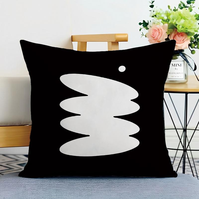 Black And White Ins Style Double-Sided Printed Pillow Cover Short Plush Suitable Living Rooms Bedrooms Sofas Throw Cushion Cover