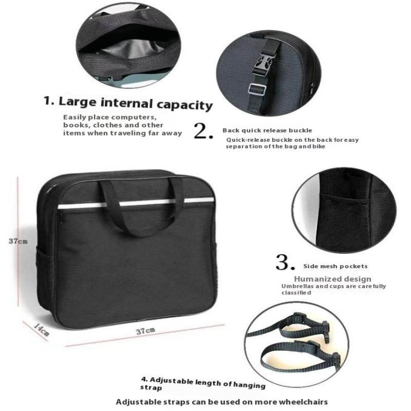 Wheelchair Bag Wheelchair Armrest Bag Backpack Disabled Wheelchair Multi-Functional Rear Hanging Bag Storage Storage Bag Handbag