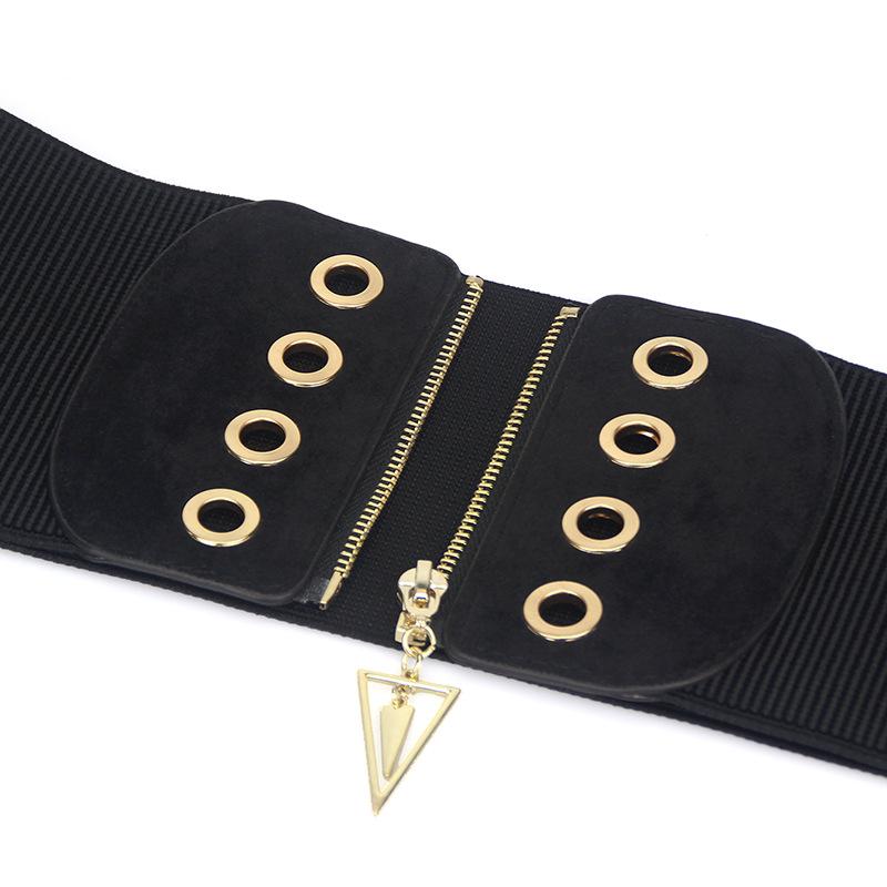 Women Corset Belt Tummy Zipper Closure Elastic Fashion Slimming Daily Body Shaping Breathable Ultra Wide Soft Black High Waist