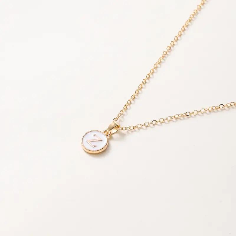 1pc Women Elegant and Exquisite O-chain 26 Letter Necklace Pendant, Golden Minimalist Necklace