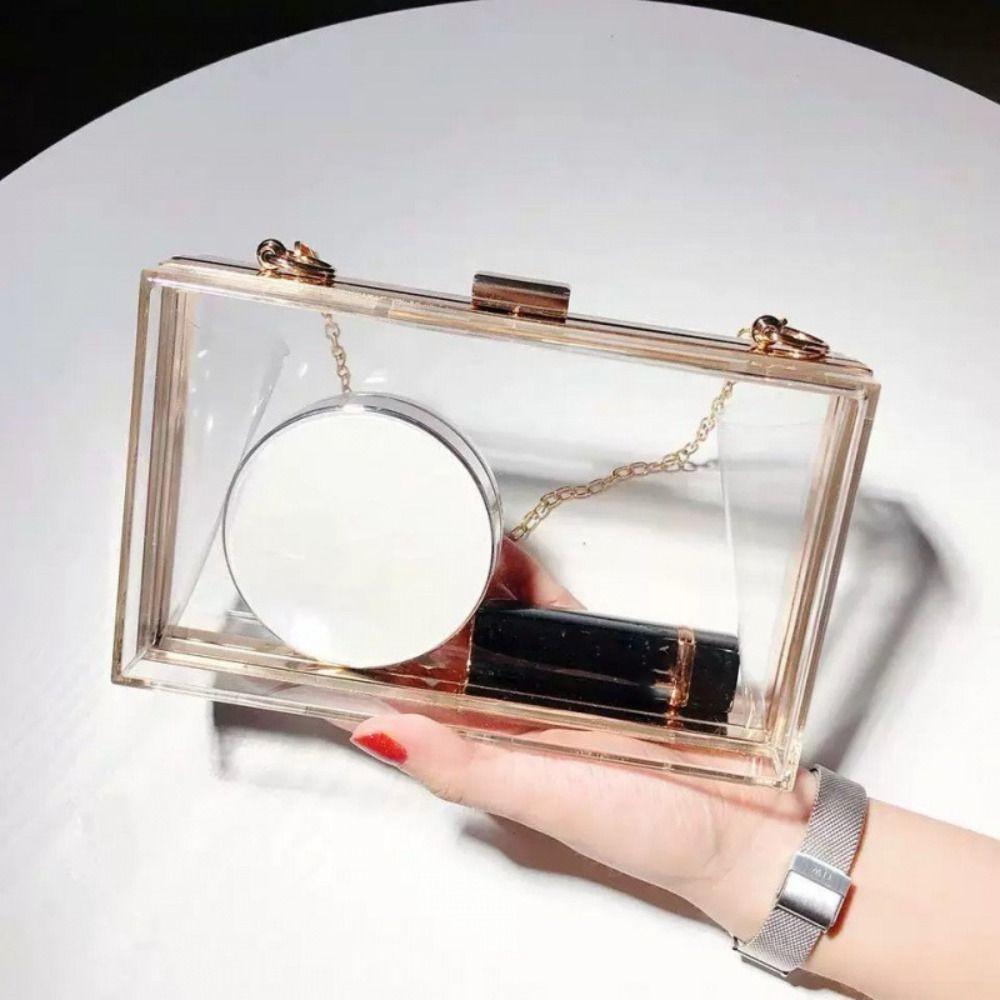 Box Bag Acrylic Transparent Bag Summer Women Handbags Travel Banquet Crossbody Bag Outdoor