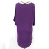 ITALIYA Jewel Decorated Short Sleeve Tunic Mini Dress Women's L purple(USED)