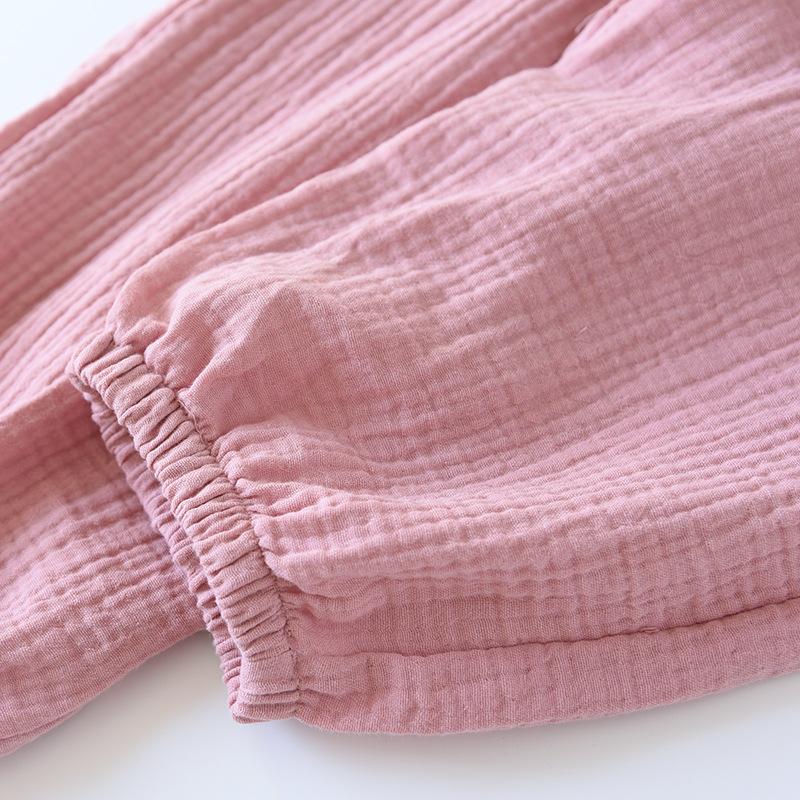 Japanese-style New Spring And Summer Women's Trousers 100% Cotton Crepe Cloth Large Size Color Tie Pants Casual Pants Home Pants