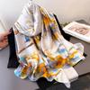 Ink And Wash Floral Printing Simulation Silky Brocade Fashion Sunscreen Floral Silk Scarf Long Scarf Shawl Versatile Headscarf Scarf