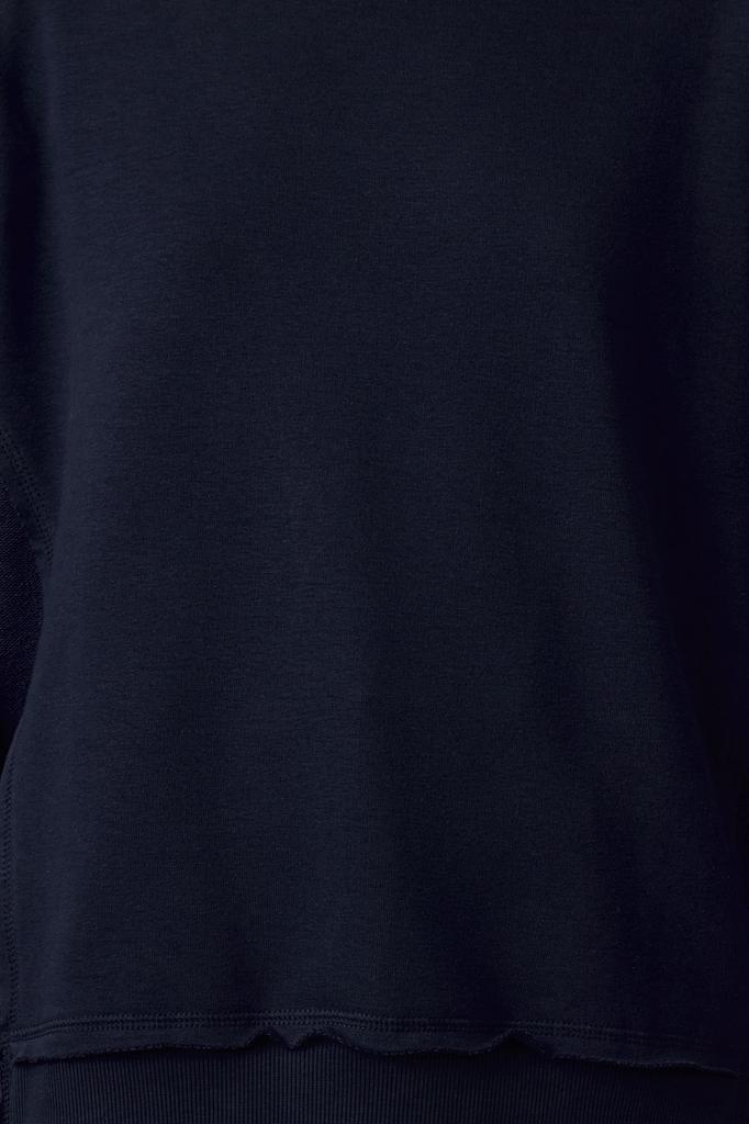 Женская модная стильная толстовка темно-синего цвета с толстой флисовой подкладкой, широкий вязаный свитшот большого размера