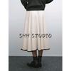 MD Spring/Summer New Arrival Women's French Style Casual Cotton Blend Patchwork Detail Wide Hem Midi Skirt 5290584