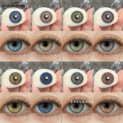 Цветные контактные линзы фиолетового цвета, комфортные цветные контактные линзы зеленого цвета, модные цветные контактные линзы коричневого цвета, мягкие линзы для глаз, 1 пара