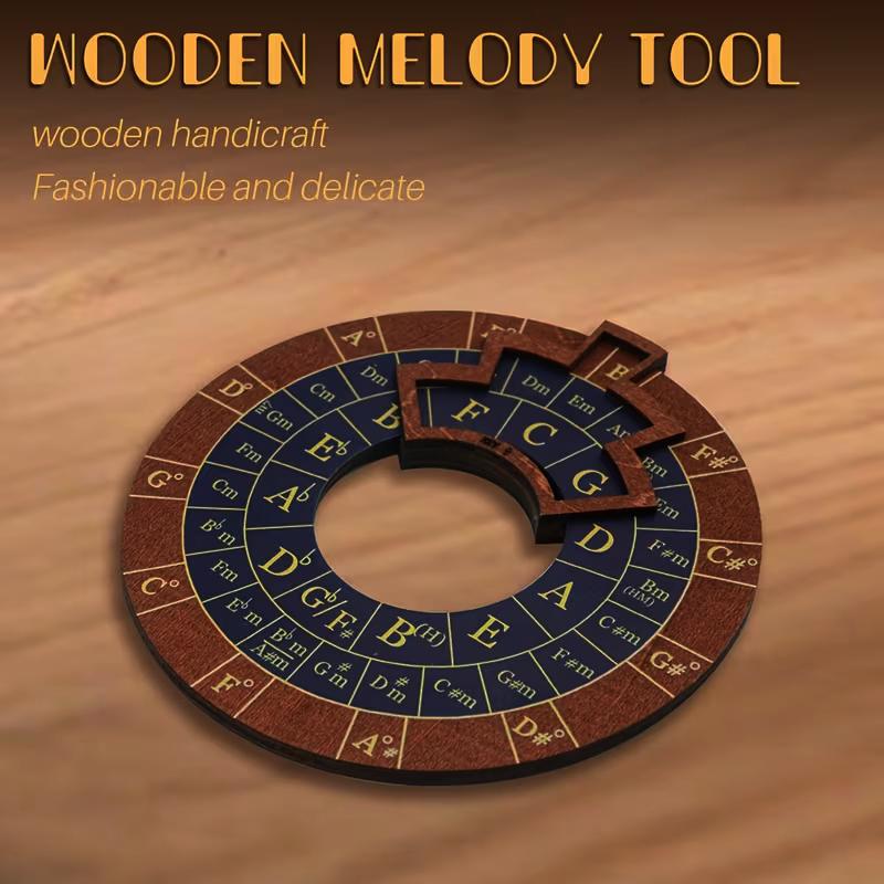 Circle of Fifths Wheel Wooden Melody Tool Guitar Piano Chord Tool Music Transpose Accessories For Musicians Beginners Songwriter