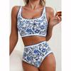Floral Printed High Waist Bikini Women Swimwear Female Swimsuit Two-pieces Bikini Set Bather Bathing Suit Swim