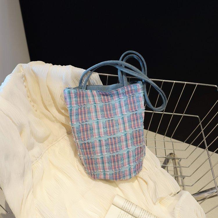 Портативная джинсовая сумка-ведро женская сумка для обеда с вышивкой уличная сумка через плечо большая сумка