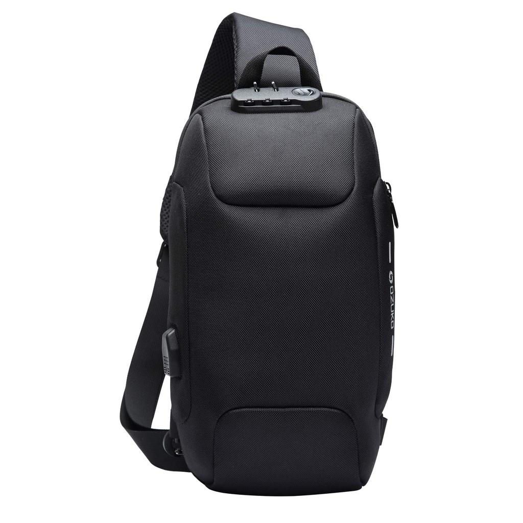 Yanmo Crossbody Bag with USB Charging Waterproof and Fits a iPad Men's Port, Anti-Theft, 9.7-inch (Black)