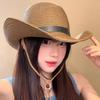 Wide Brim Western Cowboy Hat Foldable Sun Protection Cap American Straw Visor Hat Travel