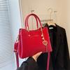 Korean Version Fashion Red Bridal Wedding Bag Handbag Women's New Luxury High Quality One Shoulder Crossbody Bag Square Bag