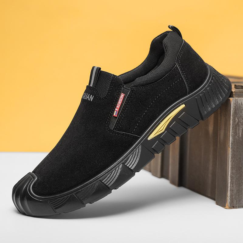 Soft-soled Men's Shoes Autumn New Low-top Labor Insurance Shoes Men's Fashion Wear-resistant Work Shoes Black Versatile Casual Shoes