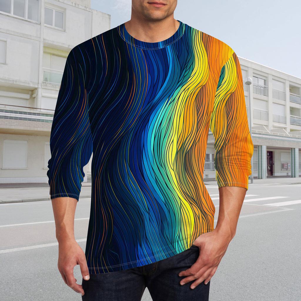 Men's T Shirt O-Neck Clothing Apparel Outdoor Long Sleeve Print Fashion Designer Vintage