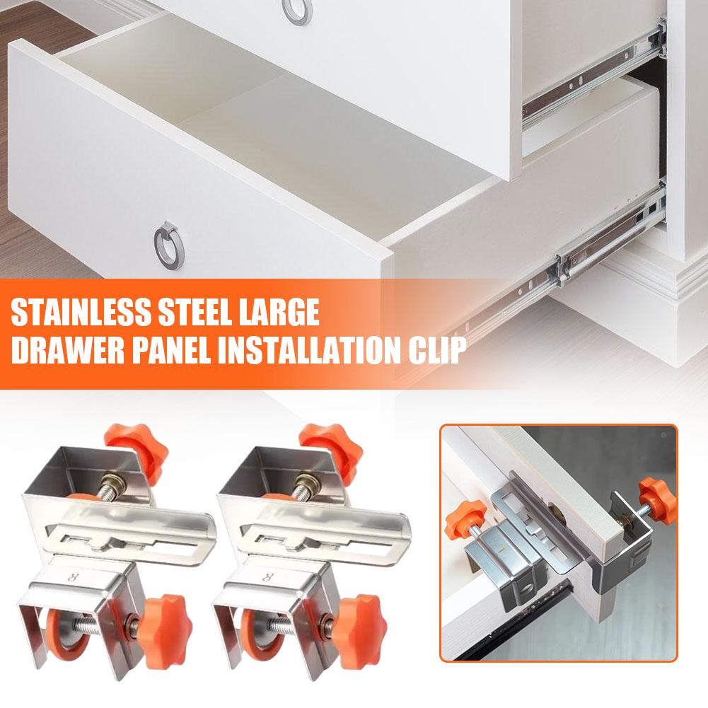 2pcs Adjustable Drawer Front Clamps For 10-30mm Thick Panels Stainless Steel Drawer Fixing Clips For Cabinet Drawer Front Mounting Installation