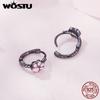 WOSTU 925 Sterling Silver Black Gold Pink Pet Cat Claw Hoop Earrings Women Lovely Animal Drop Ear Clips Birthday Jewelry Gift