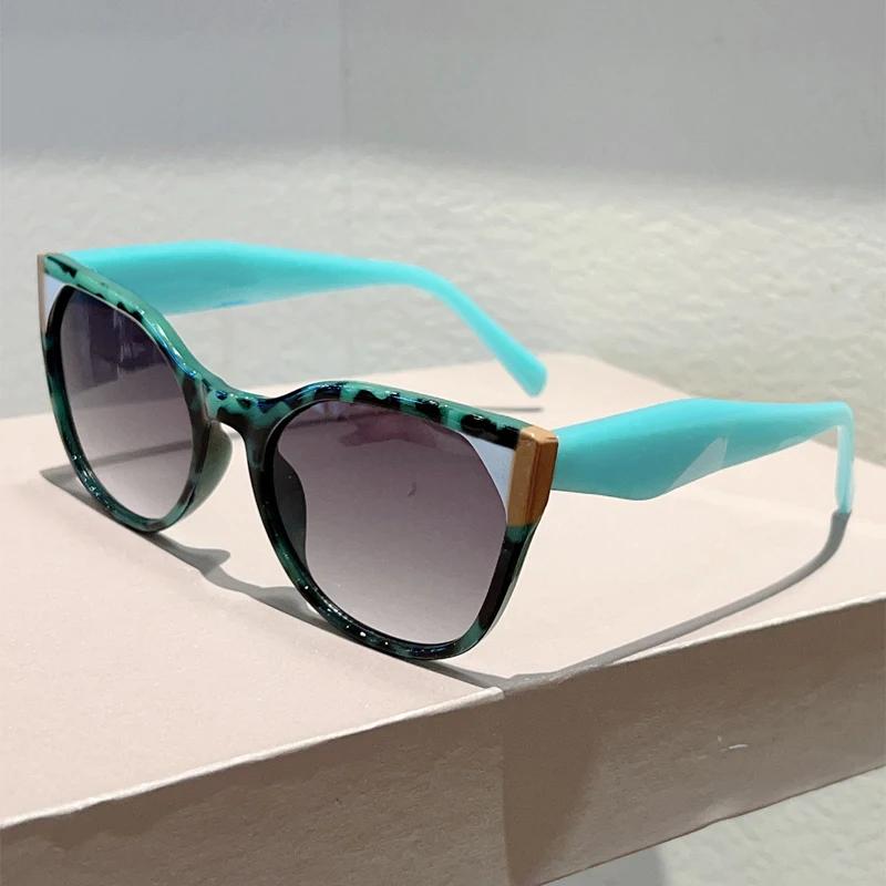 Oversized Cat Eye Sunglasses Women Fashion Vintage Patchwork Rim Gradient Shades Trendy Brand Design Anti-UV Sun Glasses