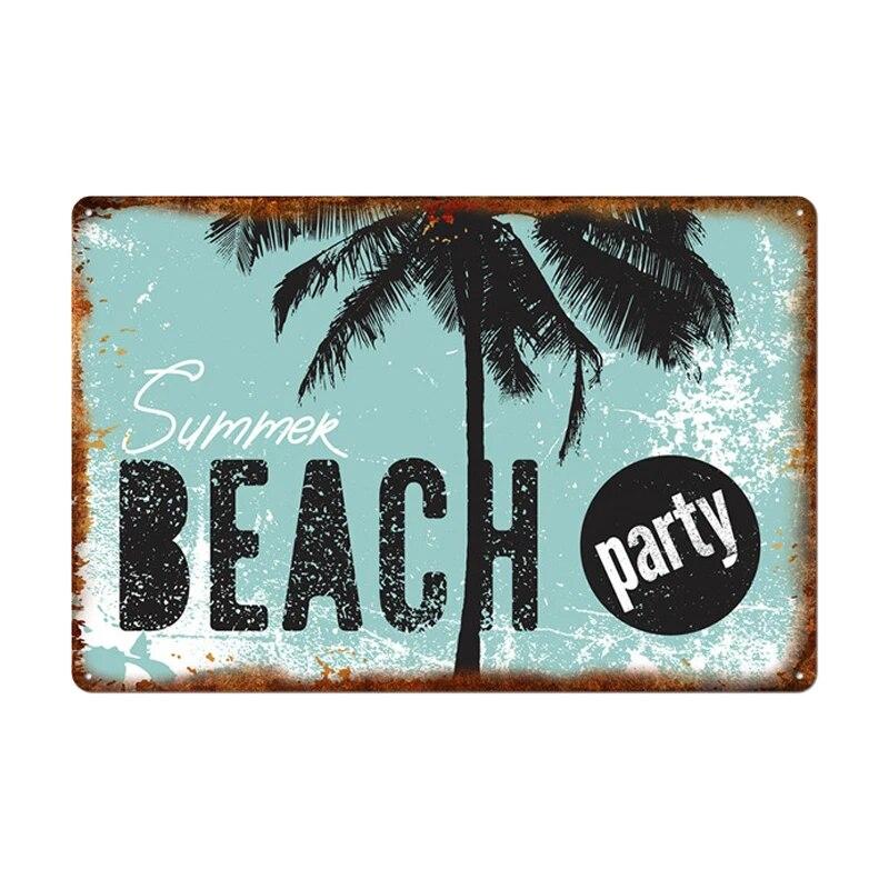 Алоха Тики Бар Плакат Оловянная Вывеска Винтаж Пляжная Вечеринка Бар Паб Настенный Декор Металлическая Пластина Ретро Гавайи Серфинг Таблички