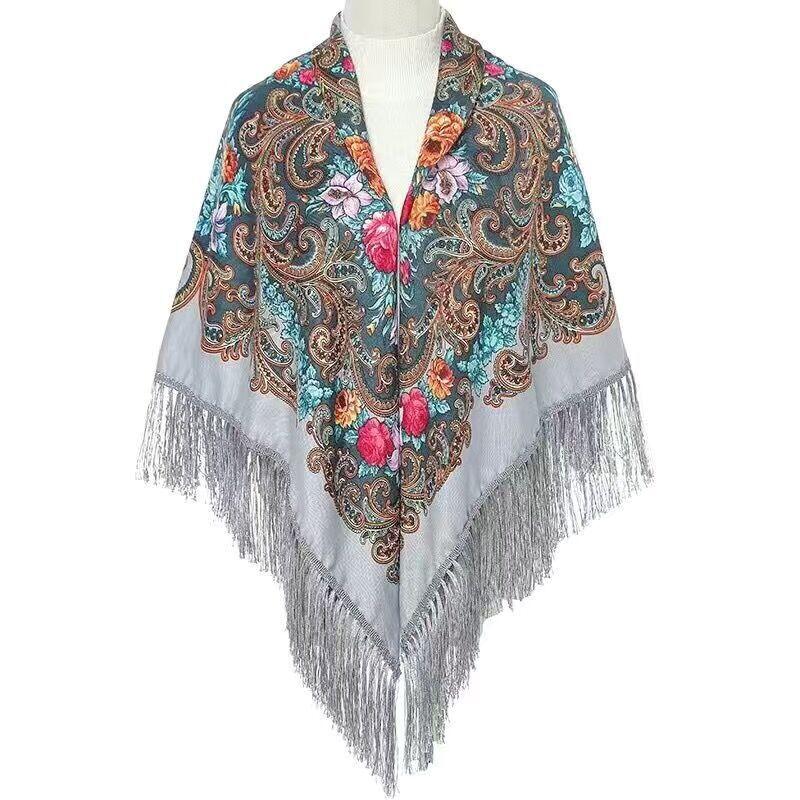 Women's Outer Printed Ethnic Style Tassel Shawl