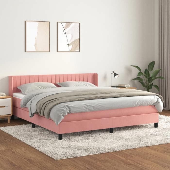Maison Exclusive - Sommier à lattes de lit avec matelas Rose 160x200 cm Velours