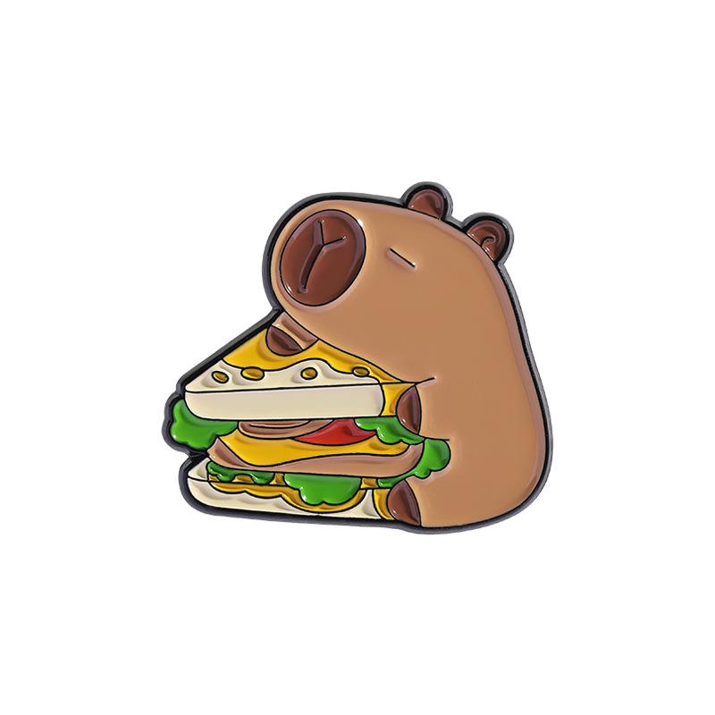 Creative Capybara Enamel Pins Lapel Brooches Cowboy OilPainting Car Burger Sandwich Dagger Funny Capybara Cartoon Badge Jewelry