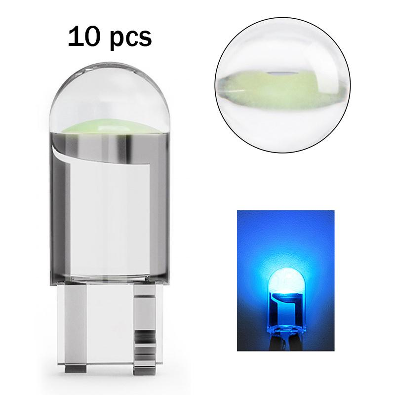 10Pcs Led T10 Car Light COB Glass 6000K White Auto Automobiles License Plate Lamp Dome Read DRL Bulb Style 12V Led Light for Car Dome Lights 6