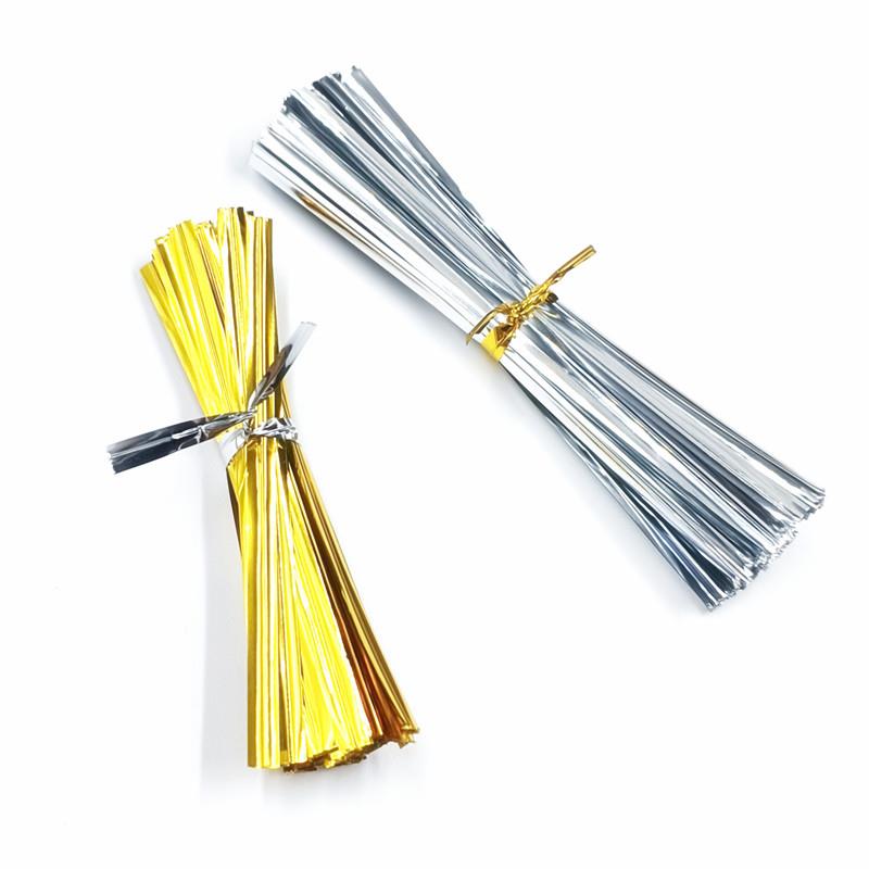 100 шт., подарочная упаковка, металлические закручивающиеся галстуки для вечеринки, свадьбы, печенья, конфет, леденцов, упаковочный галстук