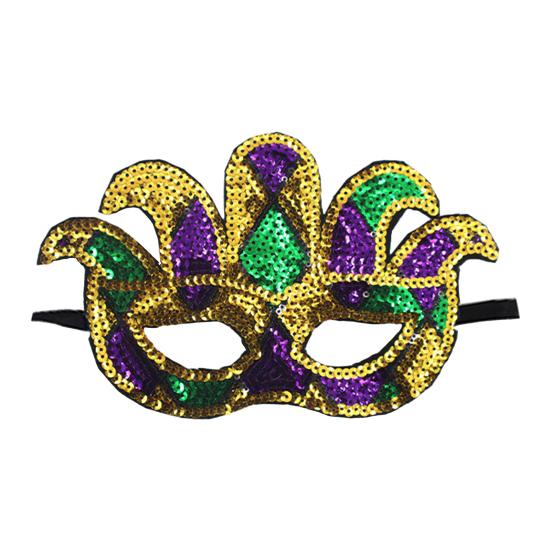 Purple Green Yellow Sequin Mardi Gras Masque Masquerade Venetian Carnival Half Face Masque