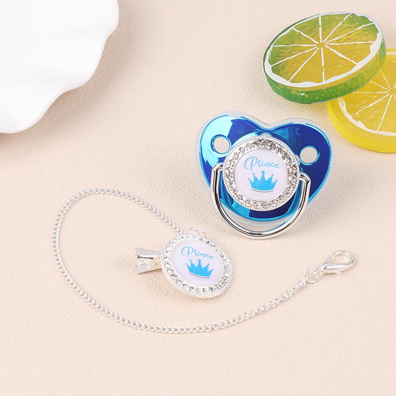 1 шт., блестящая корона, набор цепочек для пустышки, подарок на детский душ, силиконовая пустышка для новорожденного, прорезыватель для зубов, детская соска-пустышка