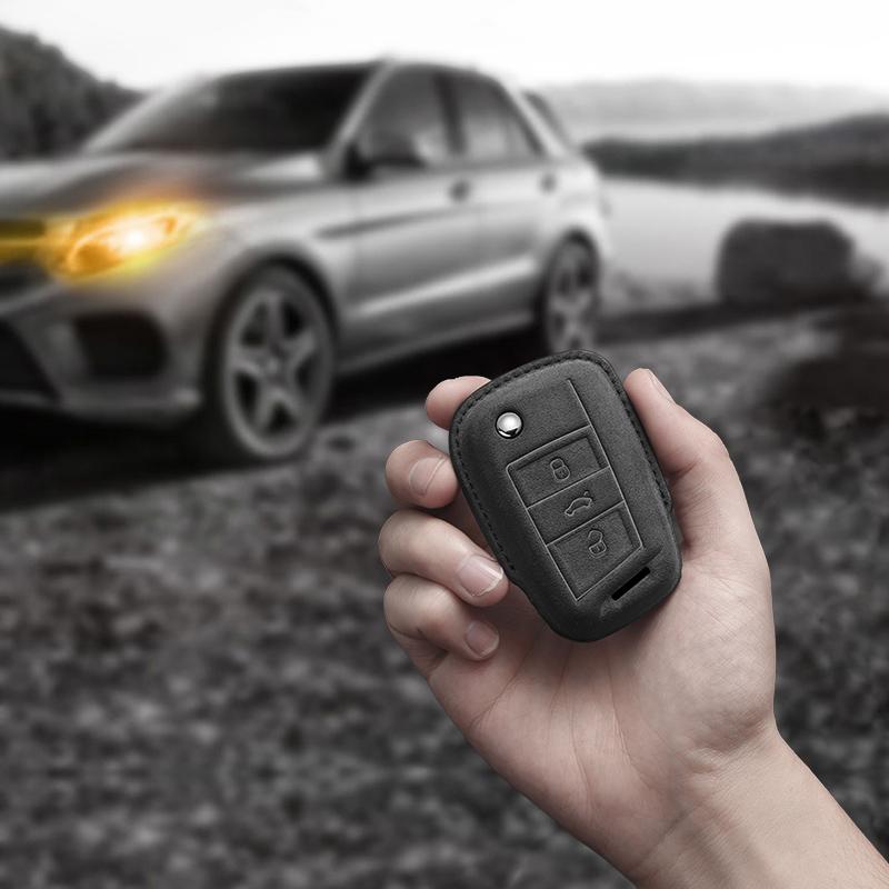 Styling Mouldings Suede Leather Car Key Case For VW Volkswagen Golf 7 MK7 Tiguan MK2 for Seat Ateca Leon FR 2 Ibiza Skoda Octavi