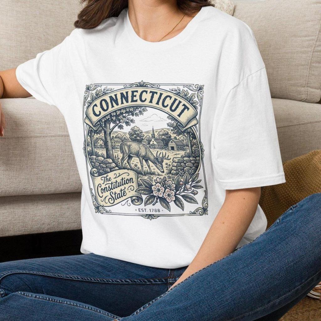Connecticut State T-Shirt Connecticut tee Travel Tourist Cruise Gift for Boy Girl Mom Dad Grand Family Friend Sister Brother Crew Team Party