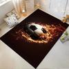 Fiery Soccer Ball Pattern Carpet, Sports Themed Home Decor Stylish Suitable for use as an anti-slip for living room bedroom sofas