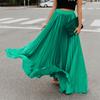 Women Casual Elastic Waist Loose Long Pleated Skirts