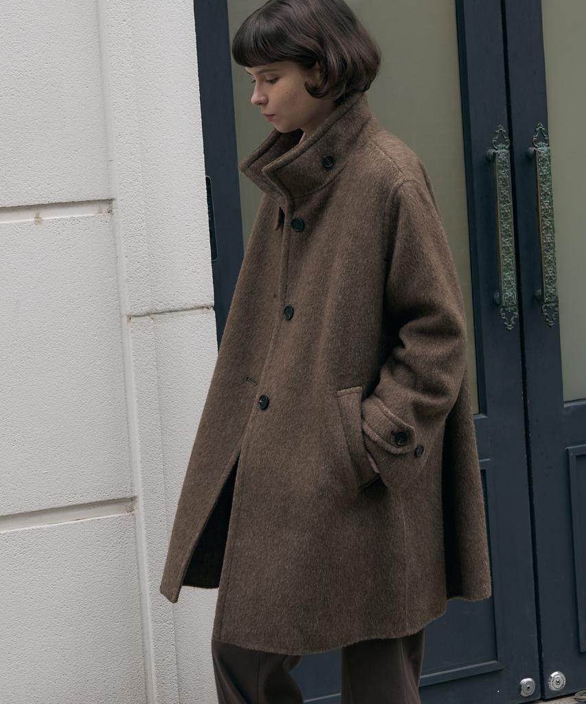 Drawfit Women Rabbit Angora Wool Handmade Flare Half Coat [M.Brown]