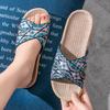 Linen Slippers Thick-soled Straw Woven Men's and Women's Cool Slippers Home Indoor Household Non-slip and Non-smelly Feet Summer