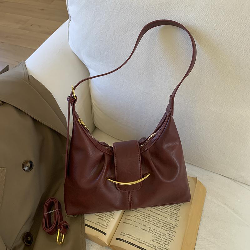 Vintage Underarm Bag for Women Minimalist Shoulder Crossbody Purse Fashion Handbag Sle Wrinkles High-End Feeling Shoulder Bag