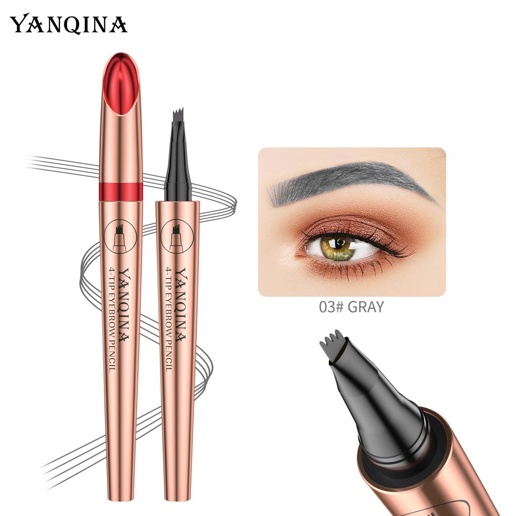 YANQINA Line Eyebrow Pen Карандаш для бровей с четырьмя вилками Жидкий карандаш для бровей