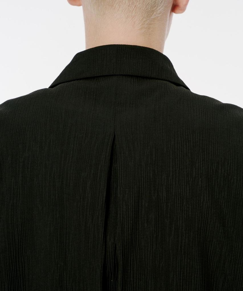 Codemorph Pleated Relaxed Fit Linen Jacket Black