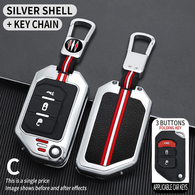 Zinc Alloy Car Key Case For Jeep Gladiator Jt Sahara Jlu Jk Wrangler Jl Rubicon Accessories