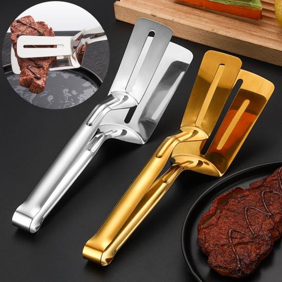 Зажим для еды из нержавеющей стали, полая длинная противоскользящая ручка, многофункциональный многофункциональный зажим для стейка, мяса, рыбы, барбекю, сервировочный зажим, лопаточка для щипцов