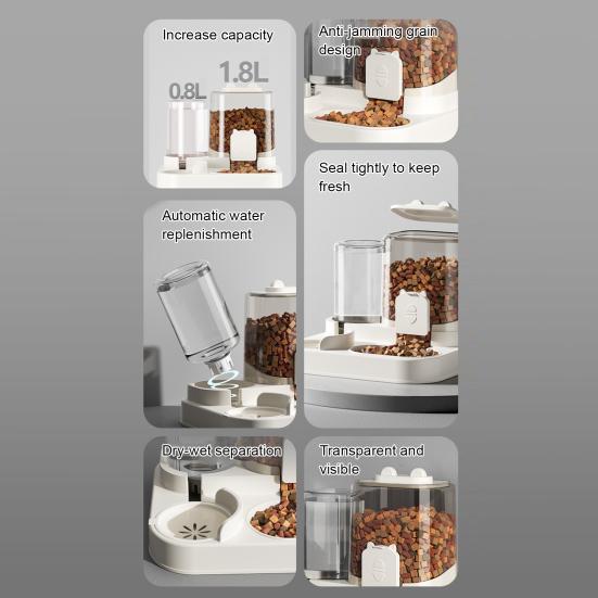 Автоматическая кормушка и поилка для кошек 2-в-1, съемная, неэлектрическая, набор кормушки и поилки для домашних животных для кошек и маленьких собак