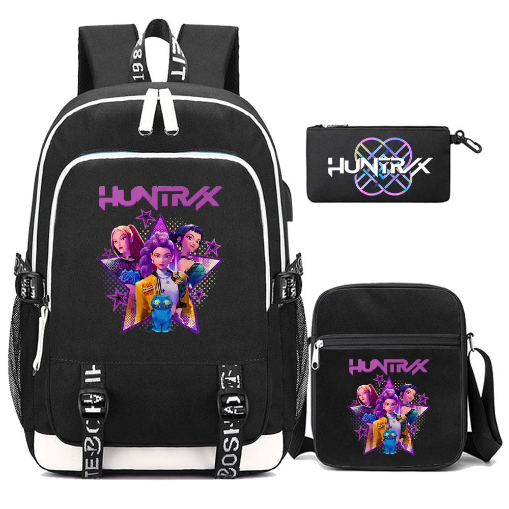 3Pcs/set New Anime Kpop Printed Backpack with Shoulder Bag Pencil Case for Teenager Girl Boy Bookbag Large Capacity Waterproof Travel Bag Kid Gift